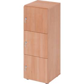 Lockerkast Topas Line, 3 dossierhoogtes, 3 compartimenten, cilinderslot, B 400 x D 420 x H 1100 mm, notenhout/walnoot