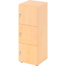 Lockerkast Topas Line, 3 dossierhoogtes, 3 vakken, cilinderslot, B 400 x D 420 x H 1100 mm, ahorn/mapulier