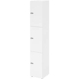 Lockerkast Topas Line, 6 dossierhoogtes, 3 compartimenten, cijferslot, B 400 x D 420 x H 2156 mm, wit/wit