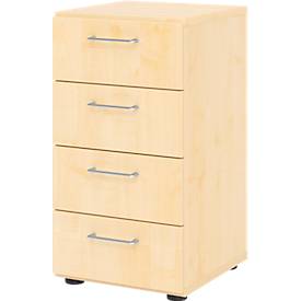 Breno ladekast, 4 laden, metalen handgrepen, B 400 x D 420 x H 748 mm, esdoorn/mapulier