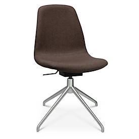 Topstar Conferentiestoel  Sitness Life 1.1, draaibaar/zitting in hoogte verstelbaar, zonder armleuningen, B 460 x D 390 x H 450-480 mm, 4-poots onderstel, mat aluminium & stof, d.bruin