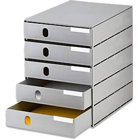 Styro val Pro-ladebox, 5 laden, gesloten, B 243 x D 335 x H 323 mm, DIN C4, polystyreen, stapelbaar, ecogrijs
