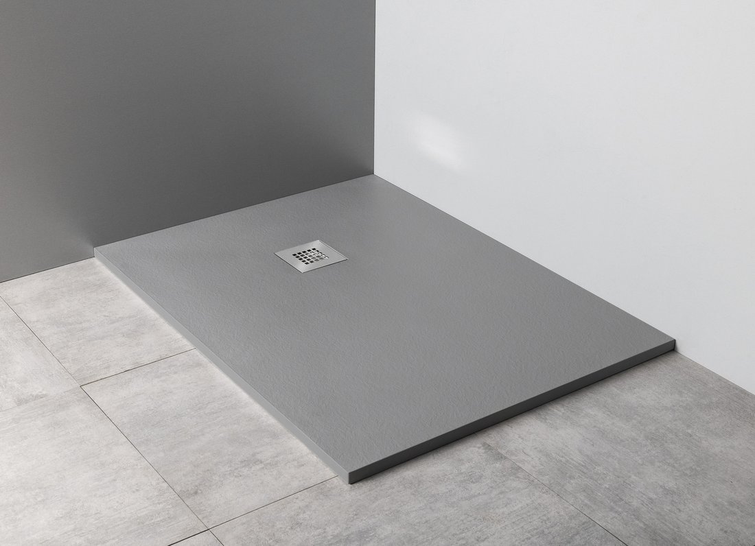 Gelco Mitia rechthoekige douchebak stone-look 120x100cm grijs