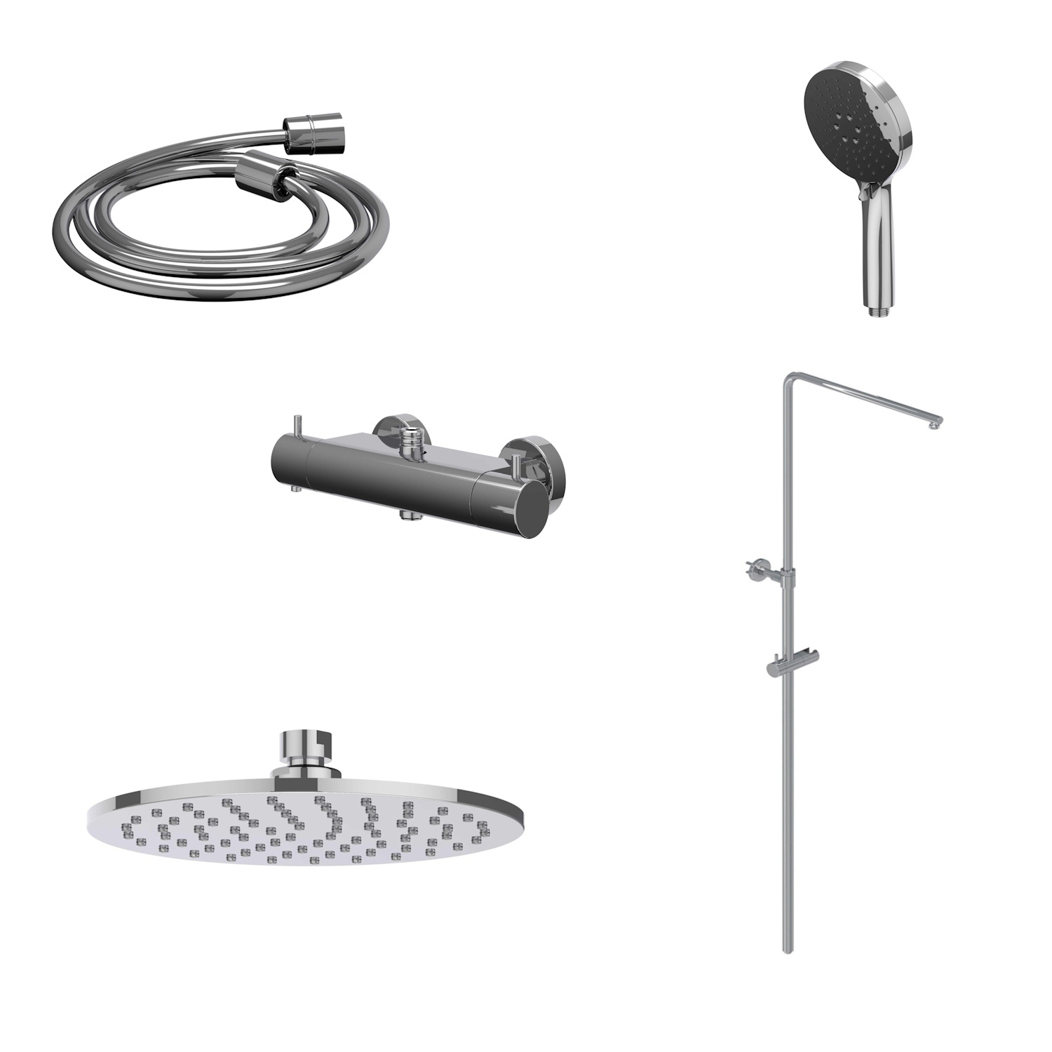 IVY Regendoucheset  Bond Opbouw Thermostatisch 30 cm Medium Rond 3-Standen Handdouche Chroom