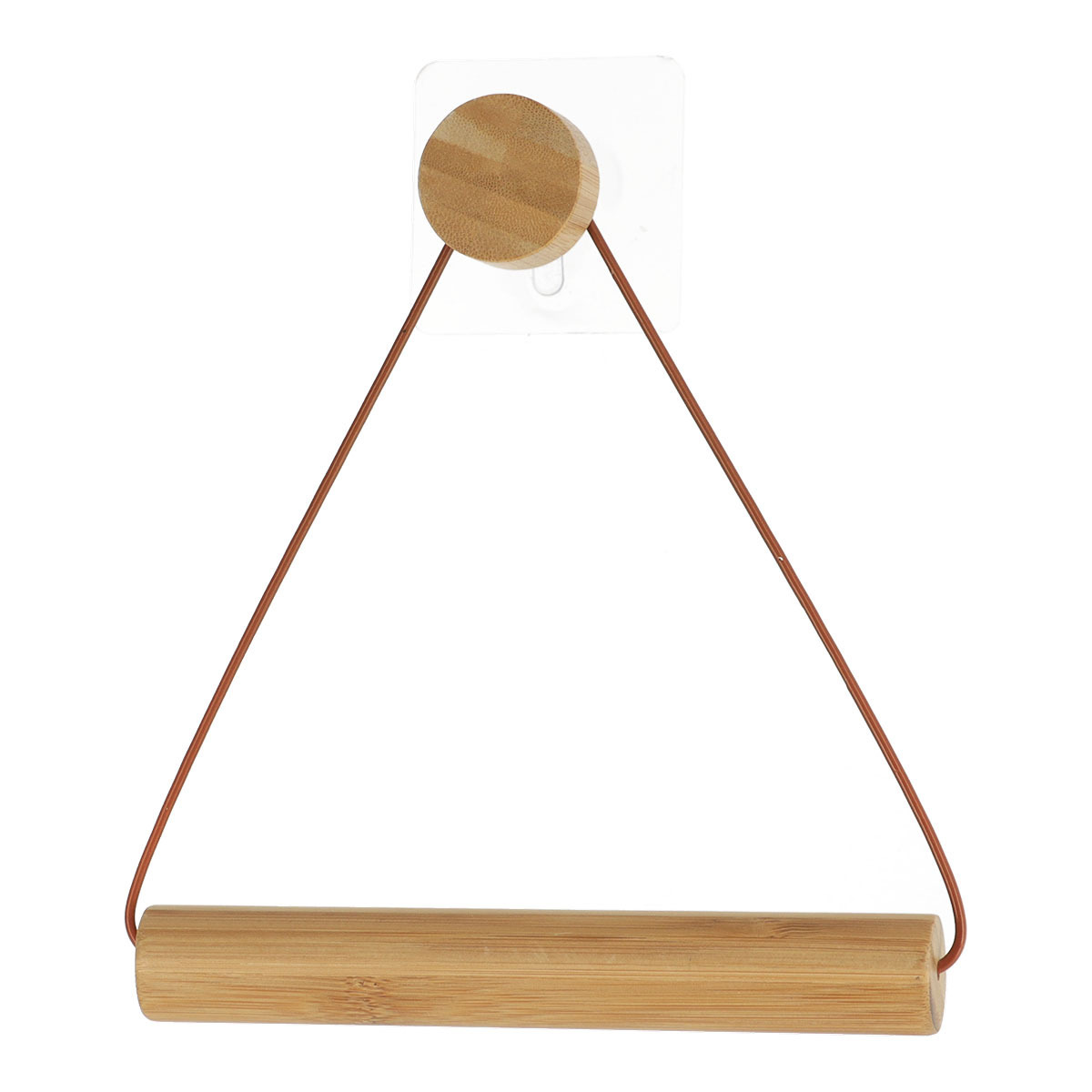 Tendance Toiletrolhouder Malmo - hout - roestbruin/naturel - wand/muur - zelfklevend - bamboe/metaal - zonder -