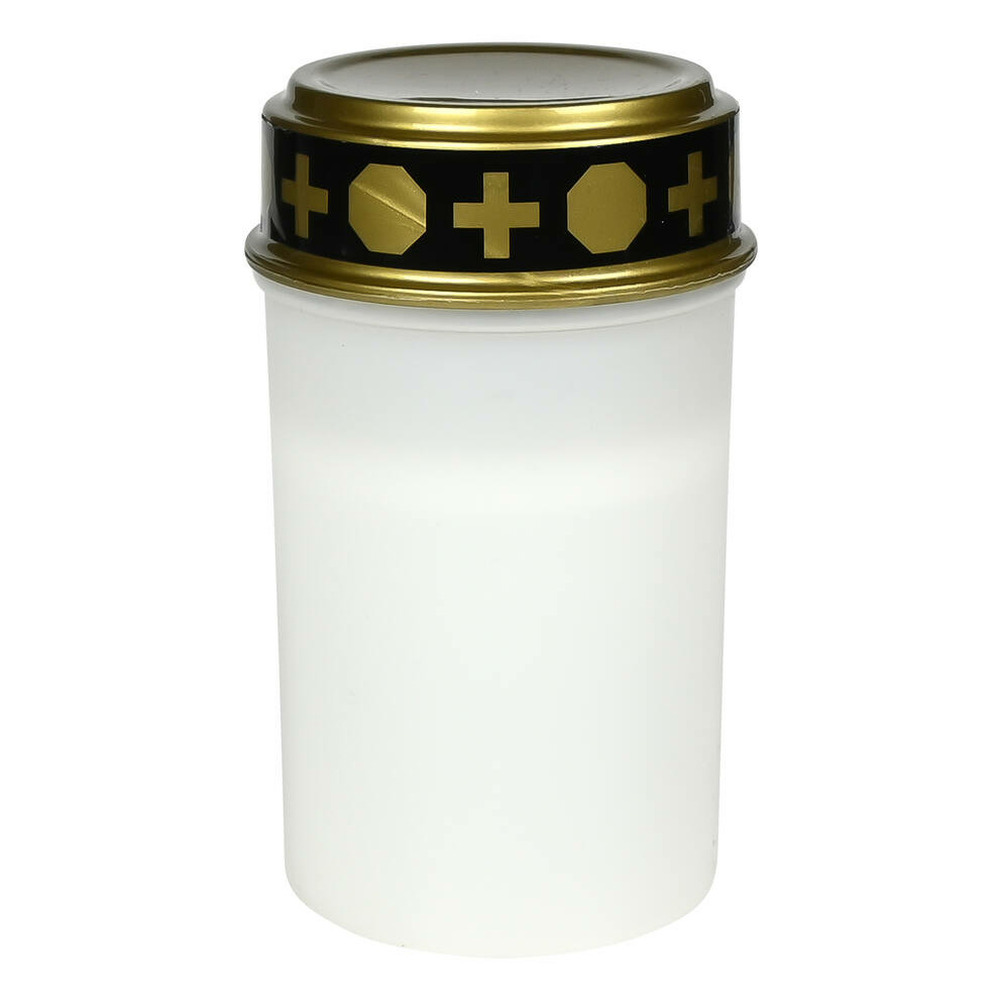 Benson Grafkaars/gedenklicht - LED licht - wit - waterbestendig - op batterijen - D6,5 x 12 cm -
