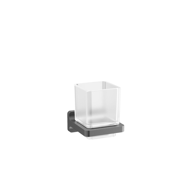 Crosswater Rotar Bekerhouder - 8x9.8x9cm - met beker - vierkant - wandmodel - leisteen RT003T