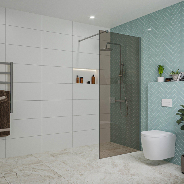 Fortifura Galeria inloopdouche - 90x200cm - rookglas - wandarm - chroom SW797938/SW797904