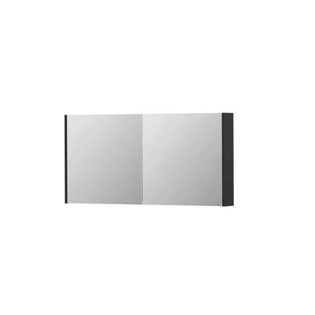 Ink SPK1 Spiegelkast - 120x14x60cm - 2 deuren - dubbelzijdige Spiegel - schakelaar en stopcontact - MDF lak antraciet mat 1110702