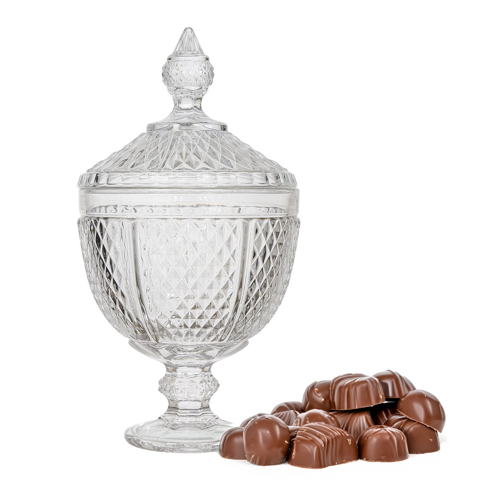 Home Deco Factory Bonbonniere met deksel - Gedecoreerd glas - 15 x 28 cm - snoeppot -