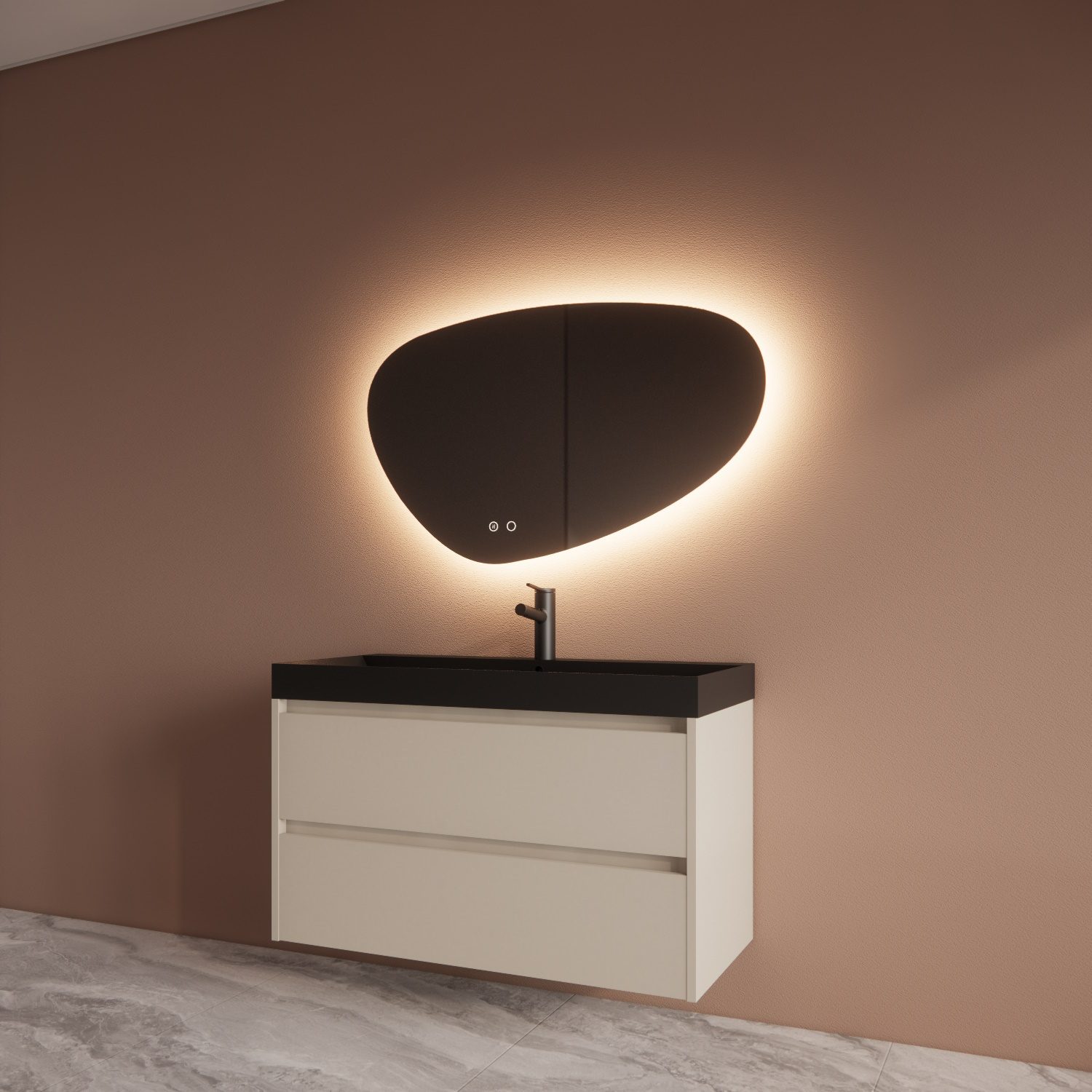 Boss & Wessing Badmeubelset BWS Riga Met Lako Wastafel Zwart 100 cm Kasjmier 