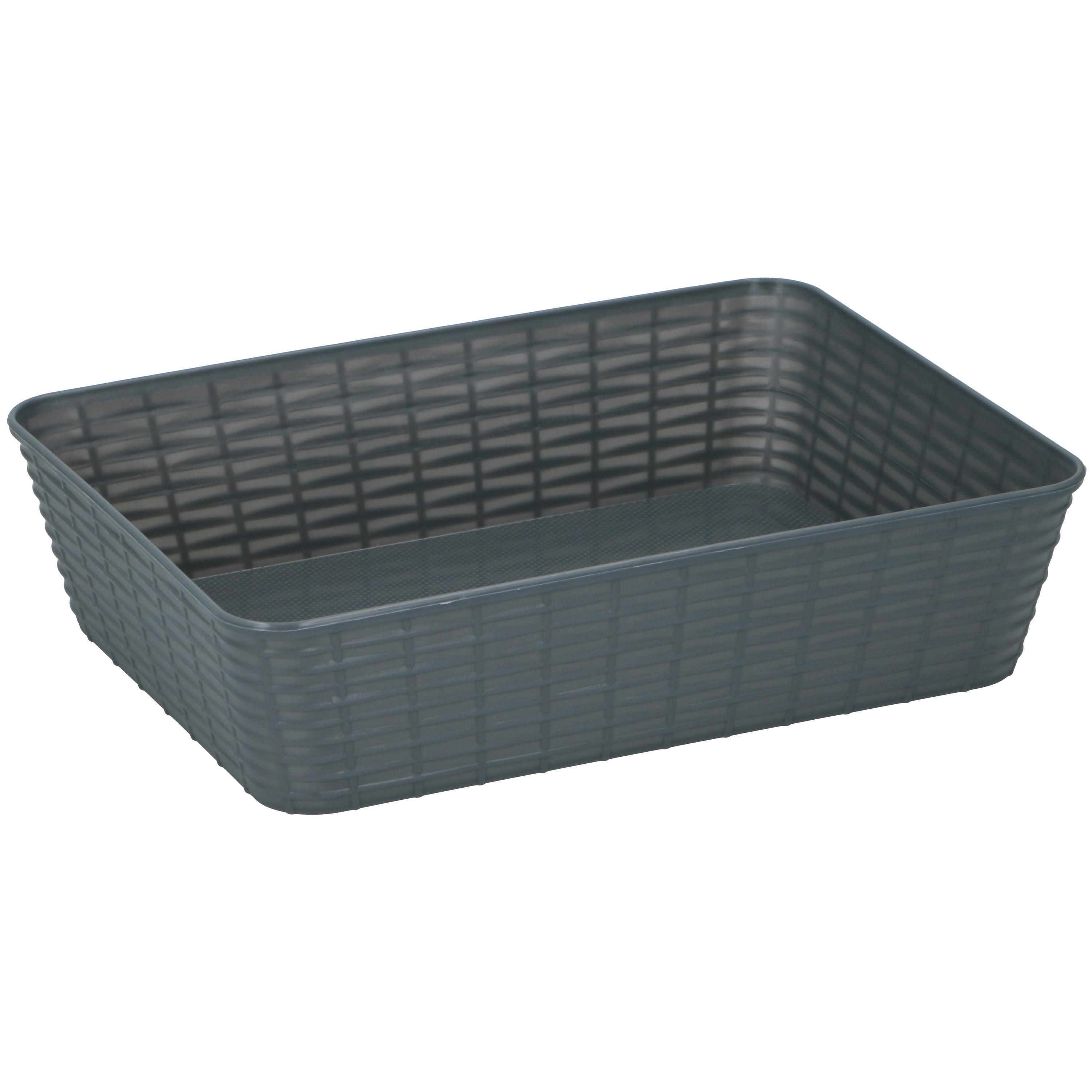 Merkloos 9x Kunststof opbergmandjes antraciet 25 x 19 x 6 cm -