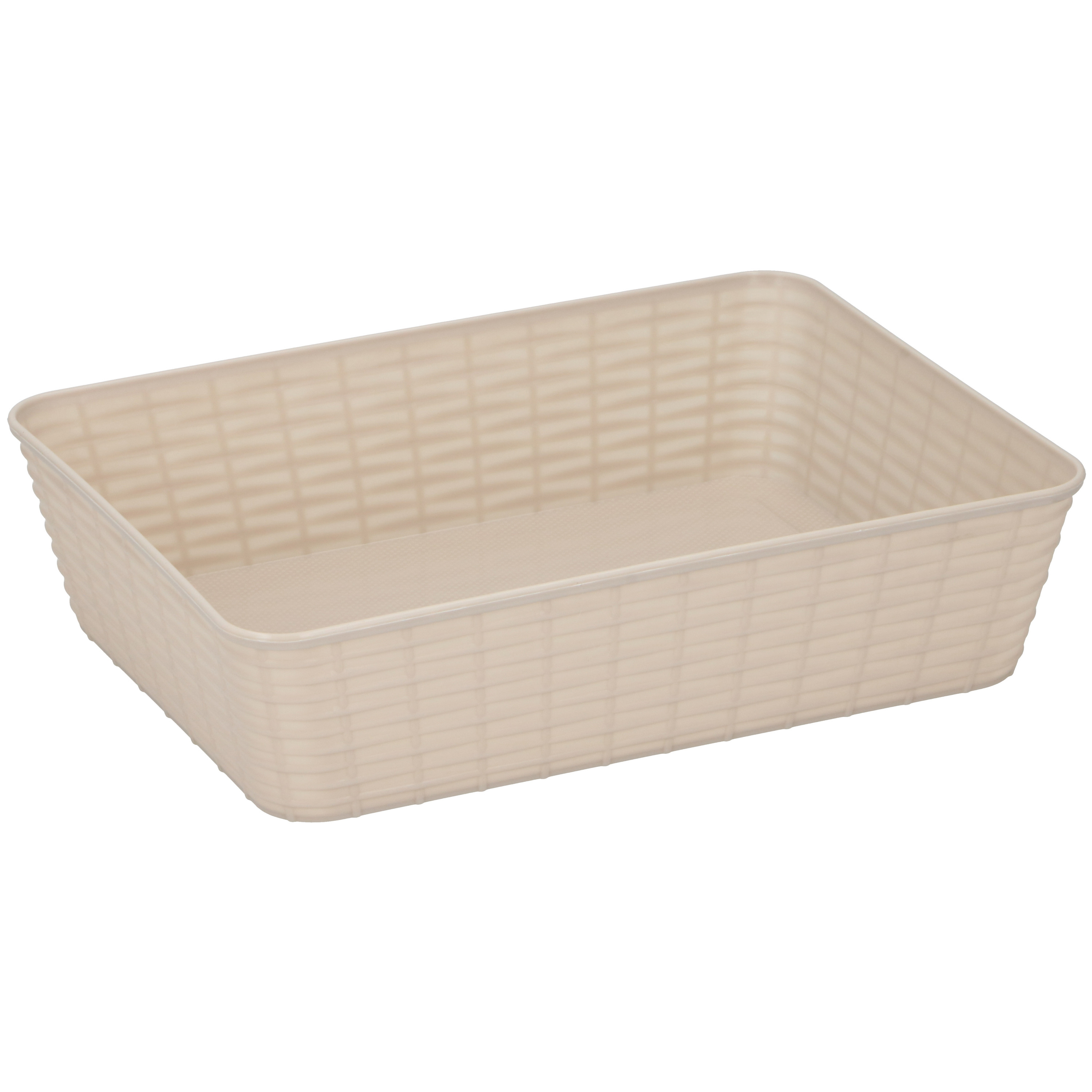 Merkloos 9x Kunststof opbergmandjes beige 25 x 19 x 6 cm -