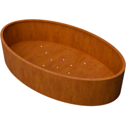 Geroba Ovalu plantenbak ovaal met bodem BC3 2800x1600x600mm - Cortenstaal