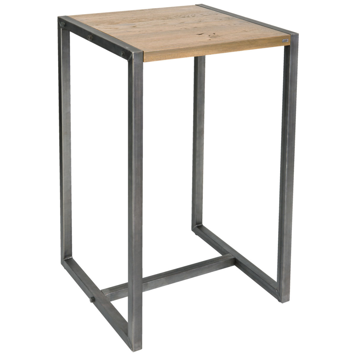 Vega Statafel Torres vierkant; 70x70x110 cm (LxBxH); Tafelblad antiek eiken/grijs, frame grijs; vierkant