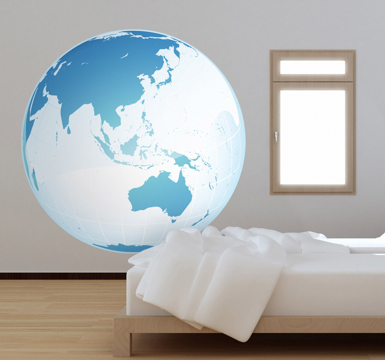 Tenstickers Sticker wereld bol turquoise Oceanië