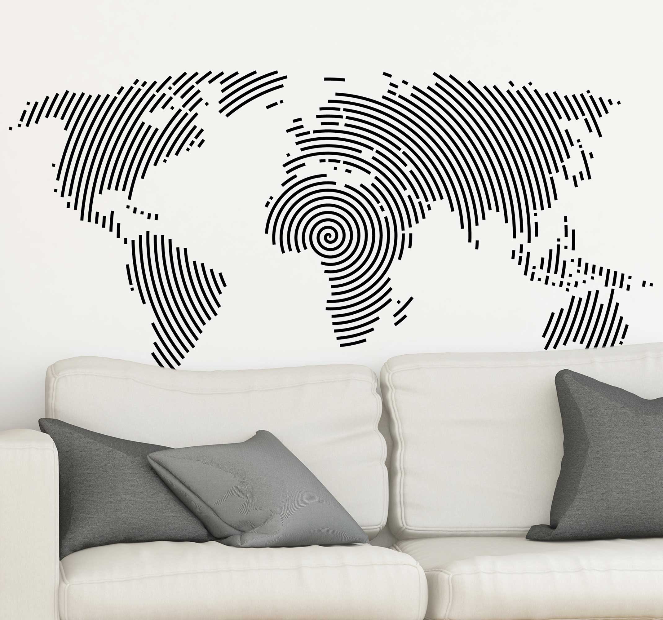 Tenstickers Muursticker wereldkaart vingerprint