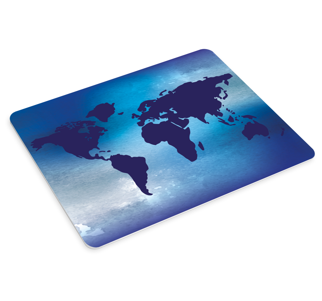 Tenstickers Wereldkaart muismat Blauw thema
