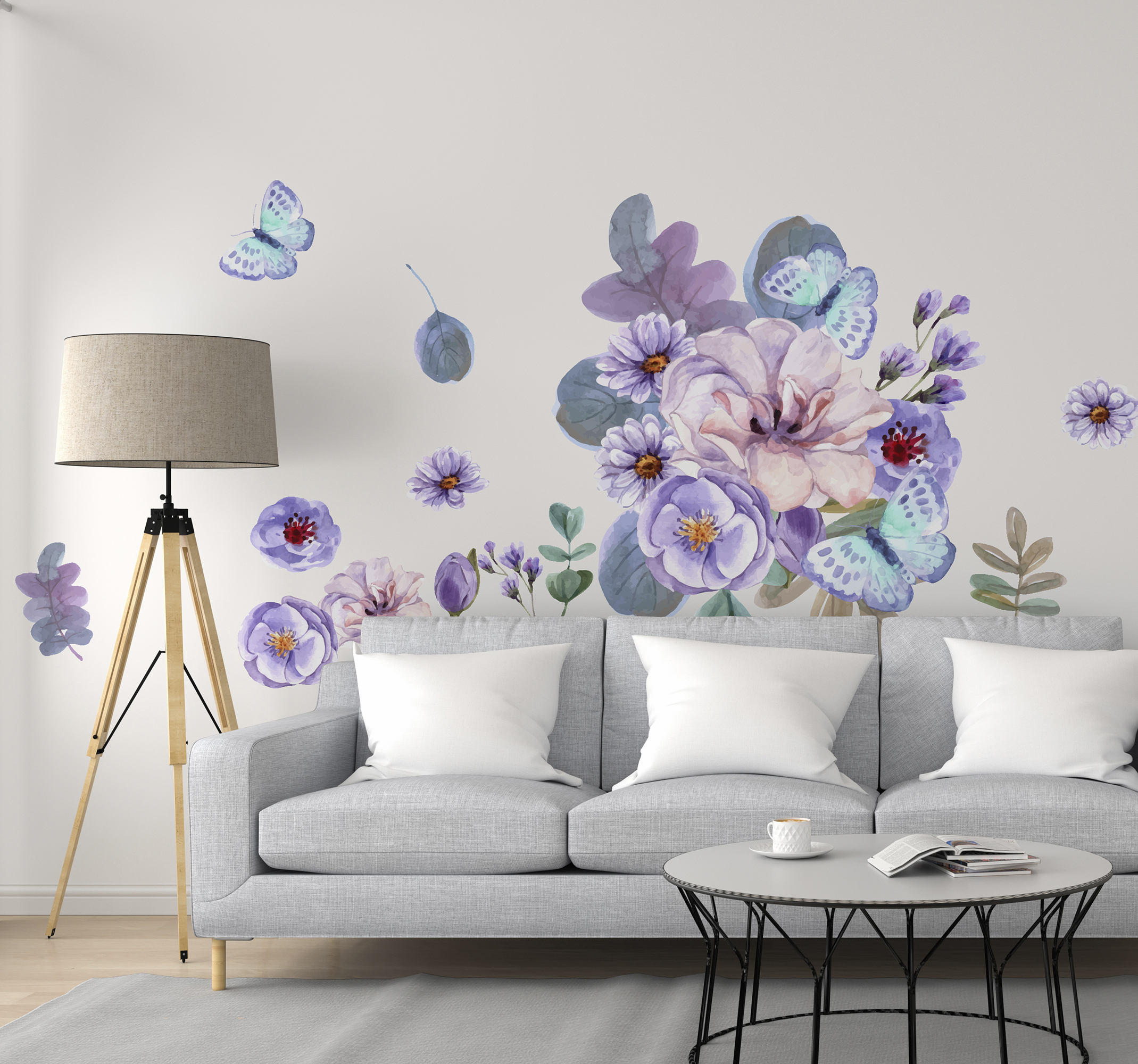 Tenstickers Bloemen stickers Set van aquarel bloemen