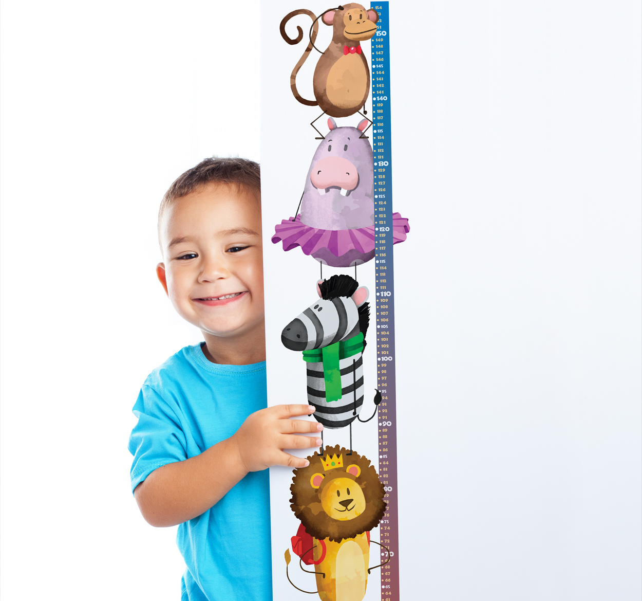 Tenstickers Muursticker groeimeter kinderen safari