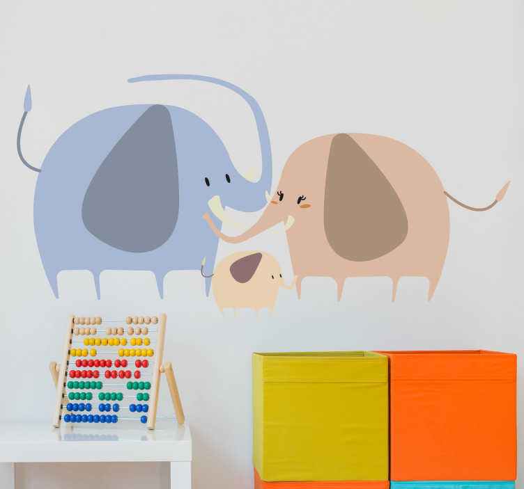 Tenstickers Muurdecoratie sticker olifanten familie