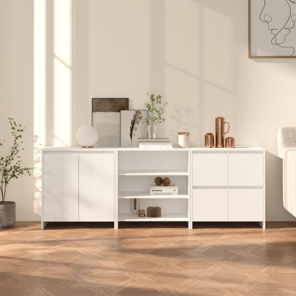 VidaXL 3098073 3 st. Dressoirs bewerkt hout wit (809737+809755+809764)