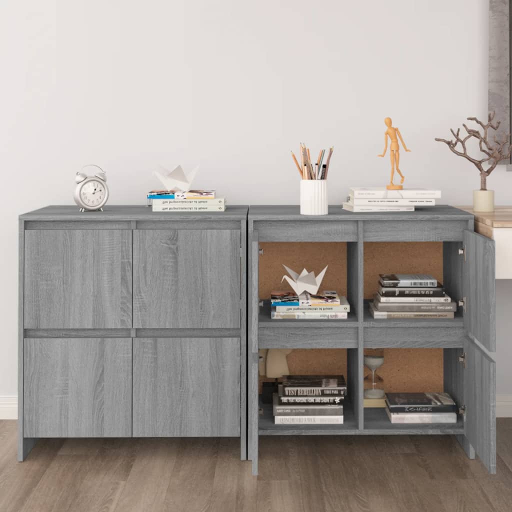 VidaXL Dressoirs 2 st 70x41x75 cm bewerkt hout grijs sonoma eikenkleur