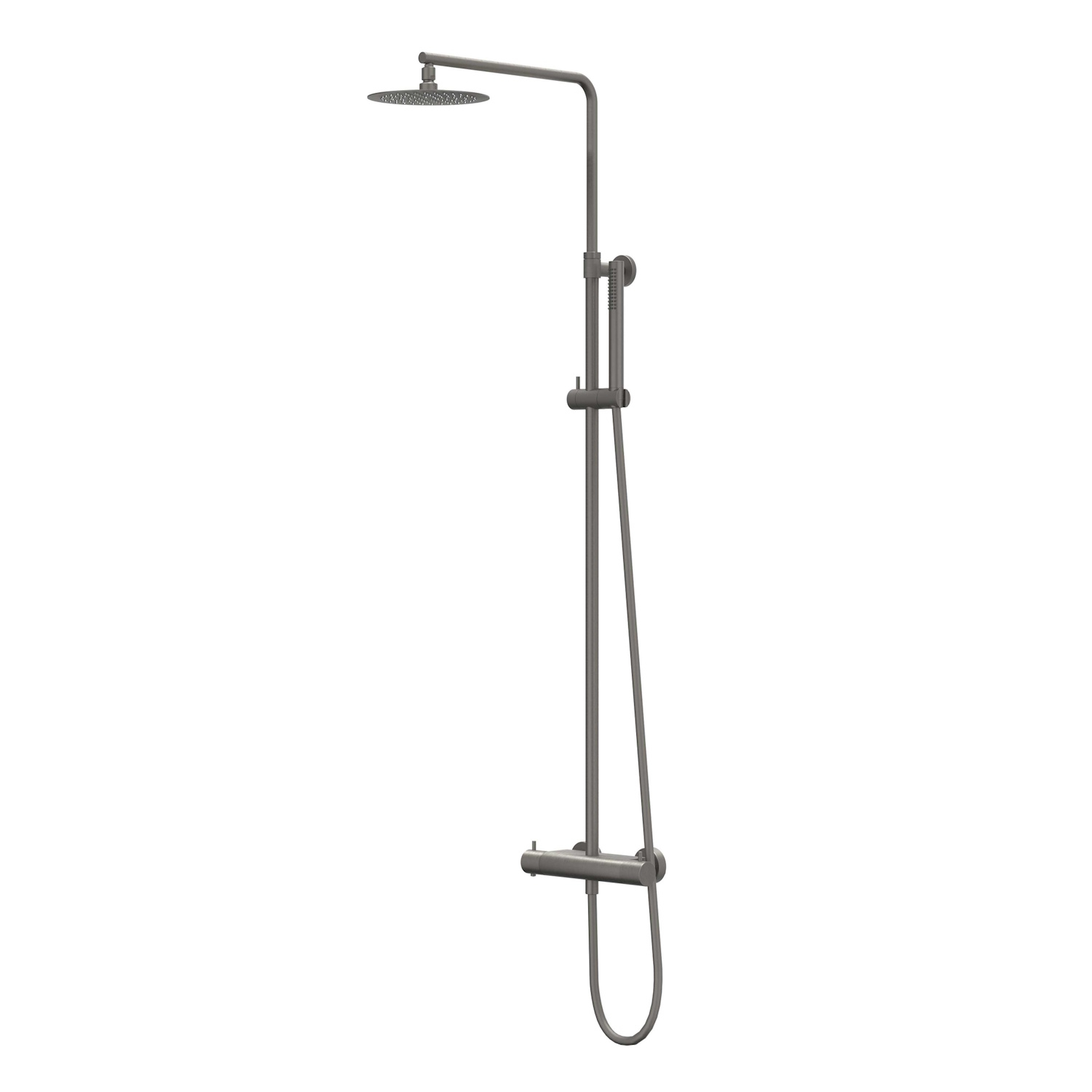 IVY Regendoucheset  Bond Opbouw Thermostatisch 20 cm Slim Staaf Handdouche Geborsteld Metal Black PVD