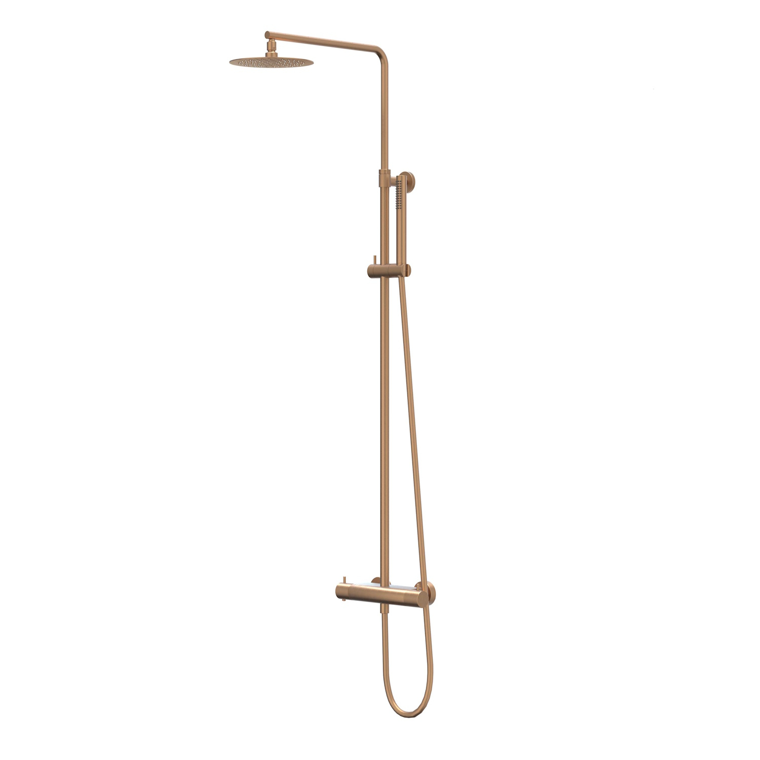 IVY Regendoucheset  Bond Opbouw Thermostatisch 20 cm Slim Staaf Handdouche Geborsteld Mat Koper PVD