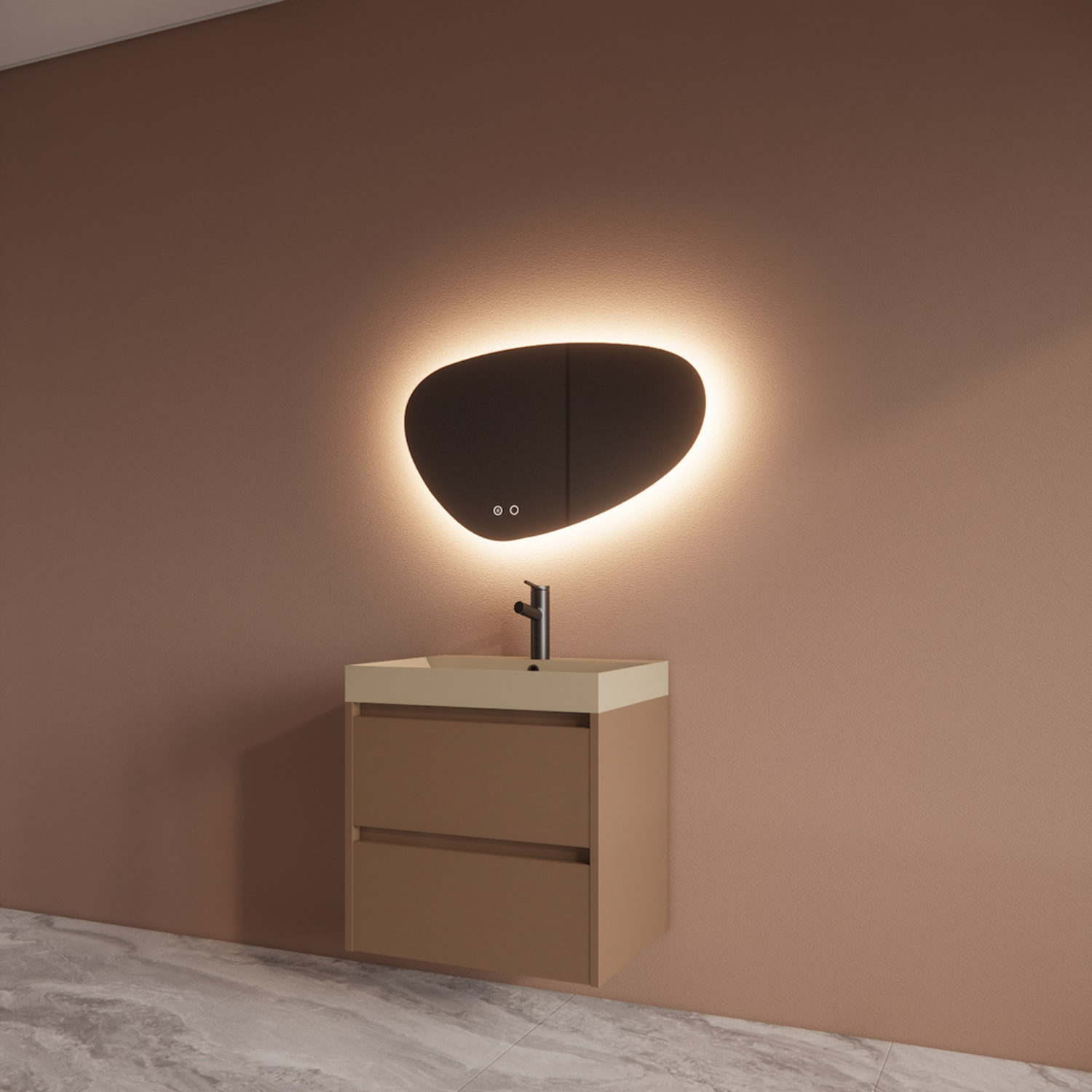 Boss & Wessing Badmeubelset BWS Riga Met Lako Wastafel Cappuccino 60 cm Latte 