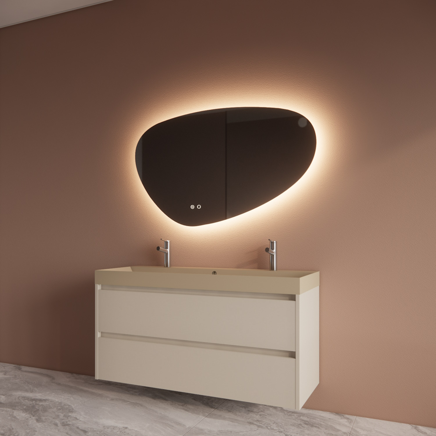 Boss & Wessing Badmeubelset BWS Riga Met Lako Wastafel Cappuccino 120 cm Kasjmier 