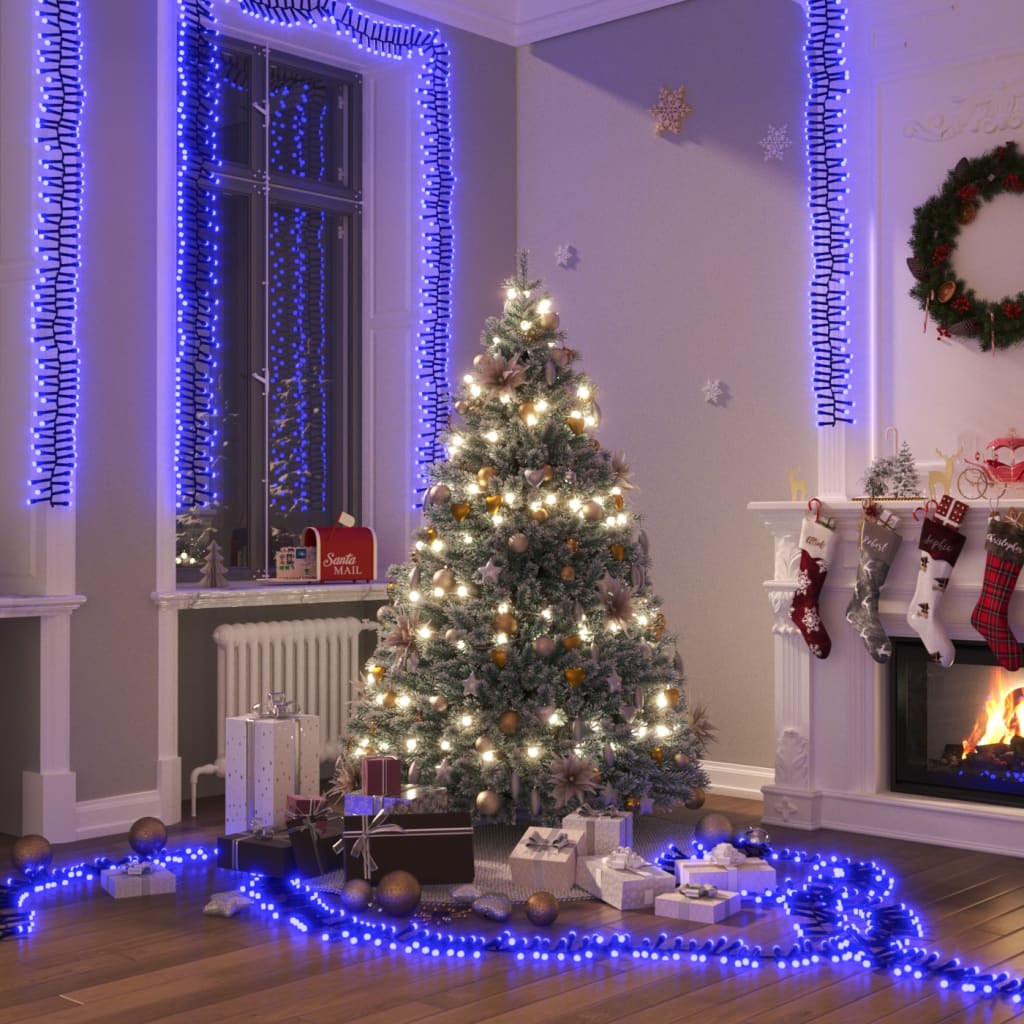 VidaXL Lichtslinger cluster met 2000 LED's blauw 17 m PVC