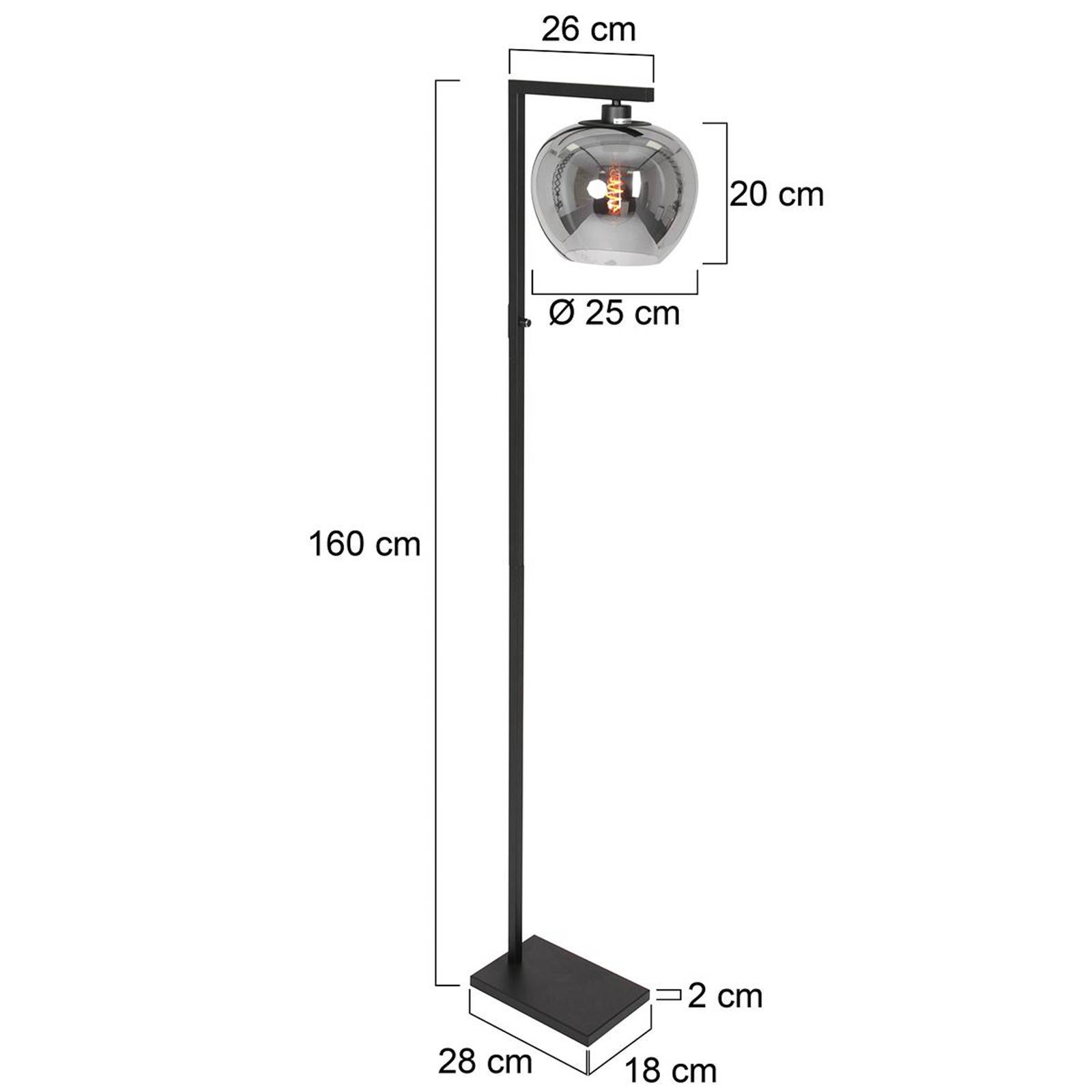 Steinhauer Vloerlamp Lotus, zwart, metaal, glas, E27