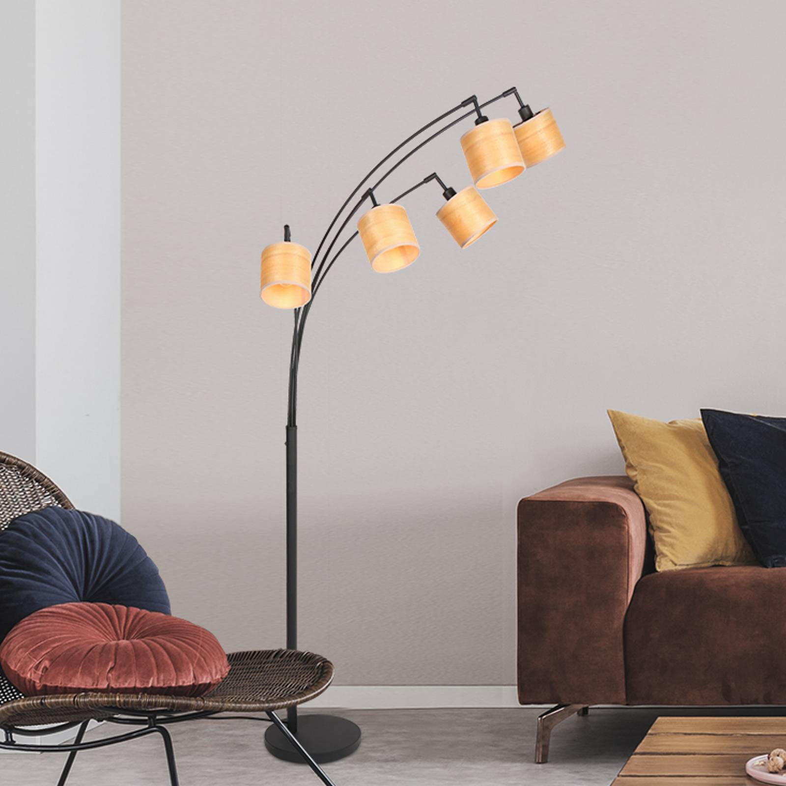 Steinhauer Vloerlamp bamboe, 5-lamps