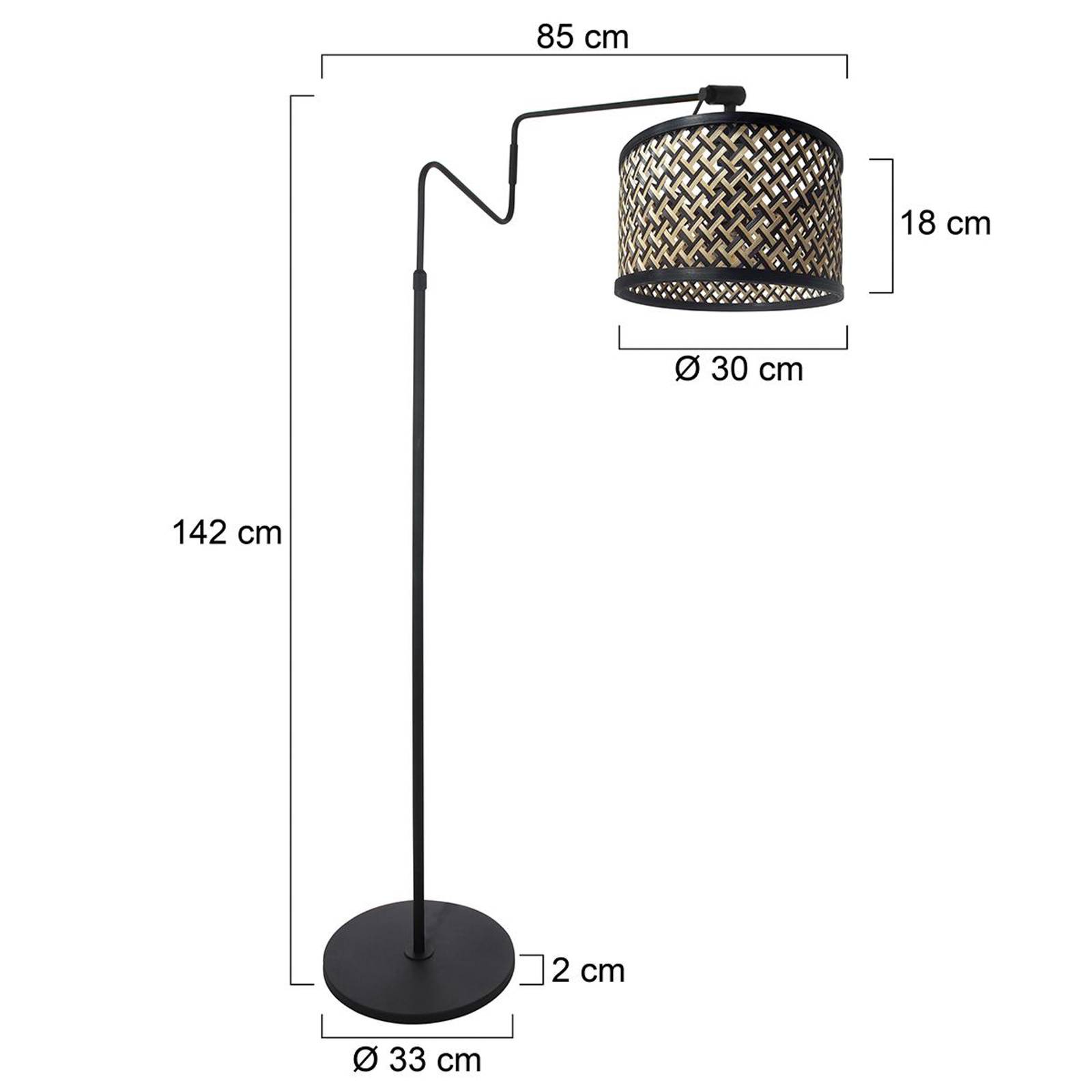 Steinhauer Vloerlamp Linstrom, metaal, bamboe vlechtwerk, zwart/naturel