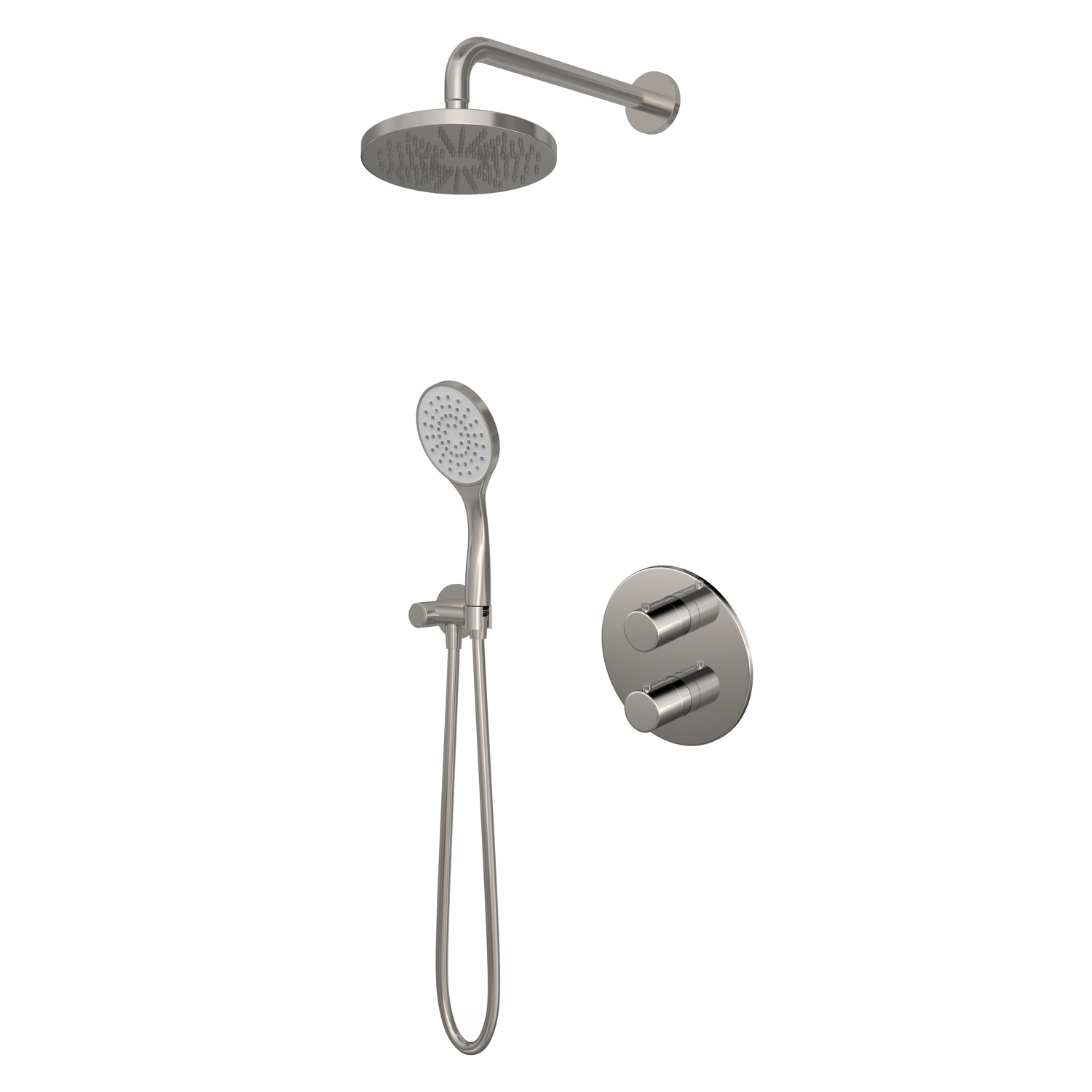 Hotbath Buddy IBS12A inbouw regendouche 30cm met 15cm plafondbuis geborsteld nikkel
