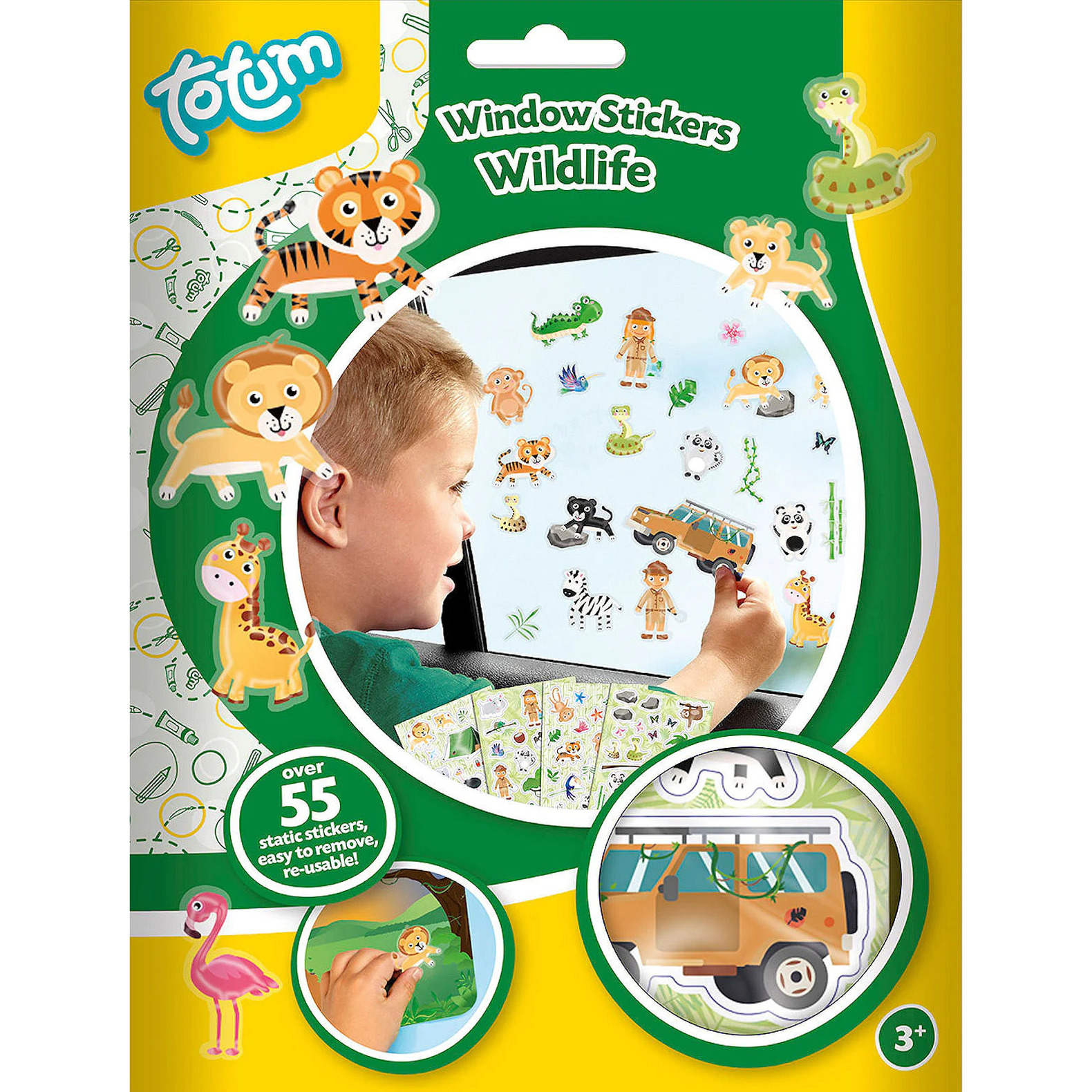 Totum Â Auto raamstickers - 55 stuks - jungle/wildlife thema - voor kinderen