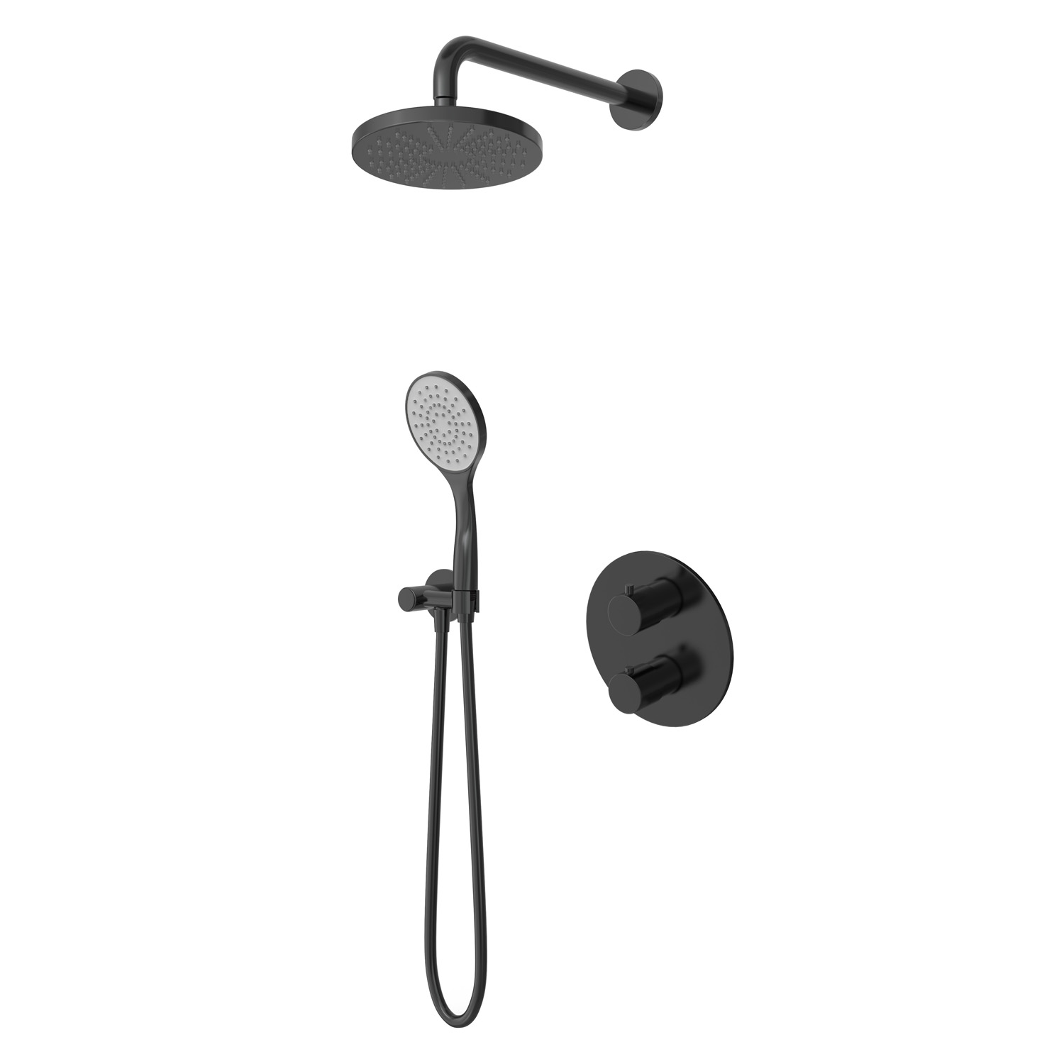 Hotbath Buddy IBS12A inbouw regendouche 20cm met 15cm plafondbuis geborsteld zwart PVD