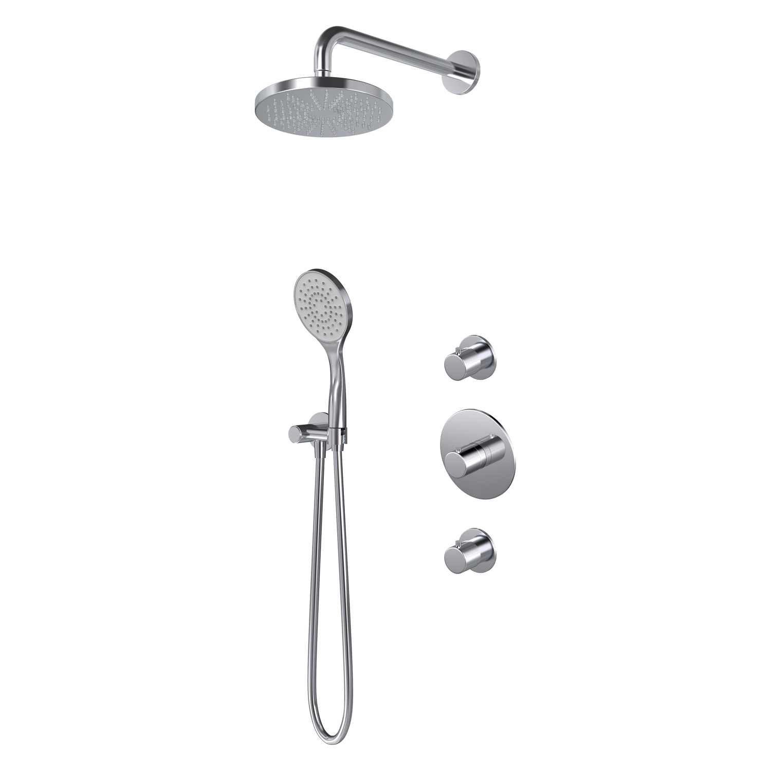 Hotbath Buddy IBS12 inbouw regendouche 25cm met glijstang en 30cm plafondbuis chroom