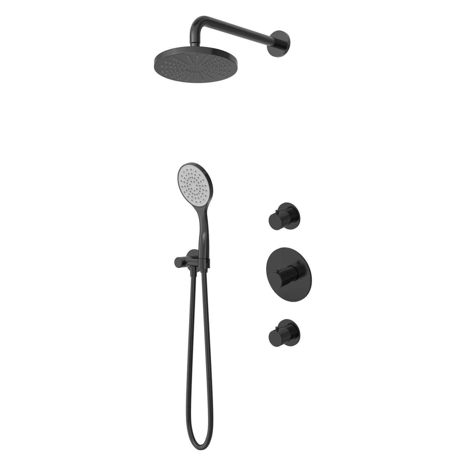 Hotbath Buddy IBS12 inbouw regendouche 20cm met 3 standen handdouche geborsteld zwart PVD