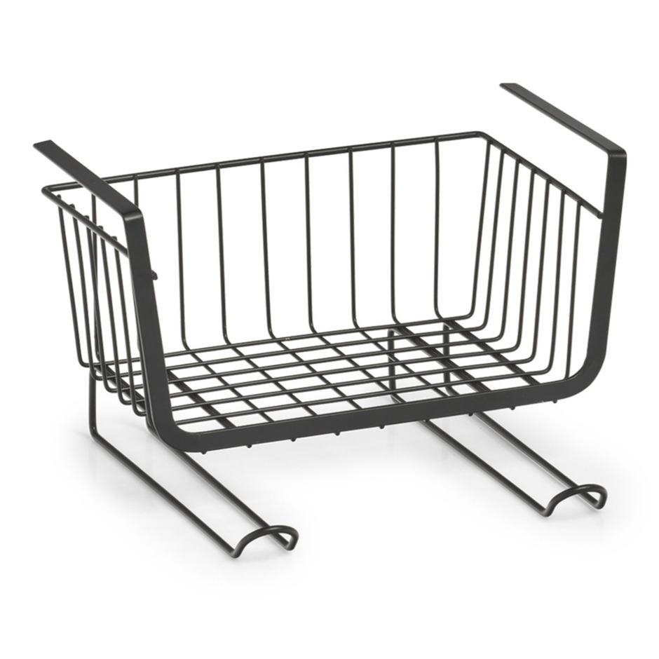 Zeller 1x Zwarte opberg/opruim hangmandjes met haken 31 cm -