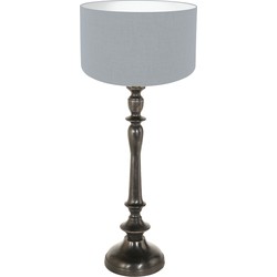 Steinhauer Tafellamp Bois zwart met kap lichtblauw 3953ZW