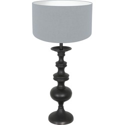 Steinhauer Tafellamp Lyons zwart met kap lichtblauw 3952ZW