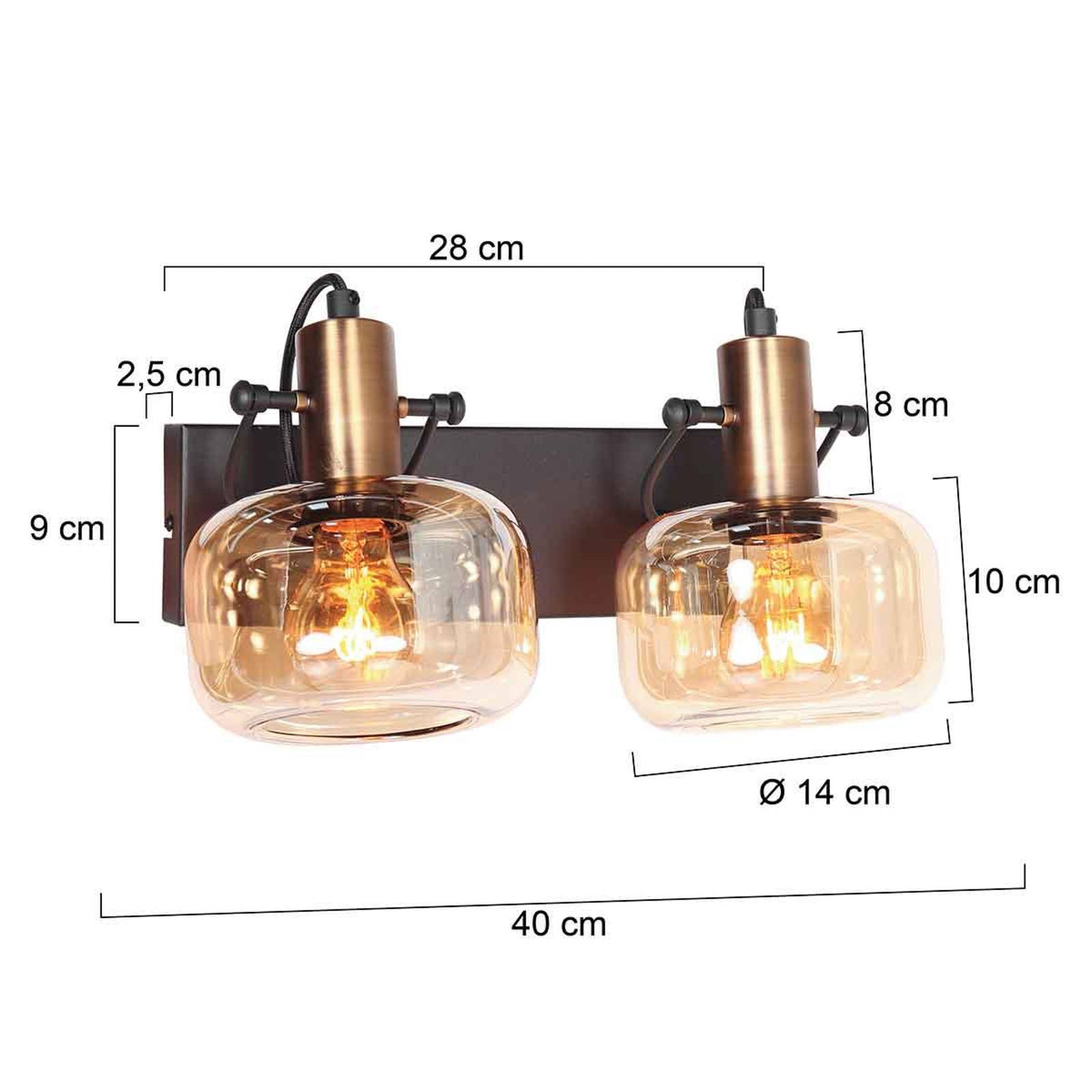 Steinhauer Dubbele wandlamp Glaslic amber glas 3865BR