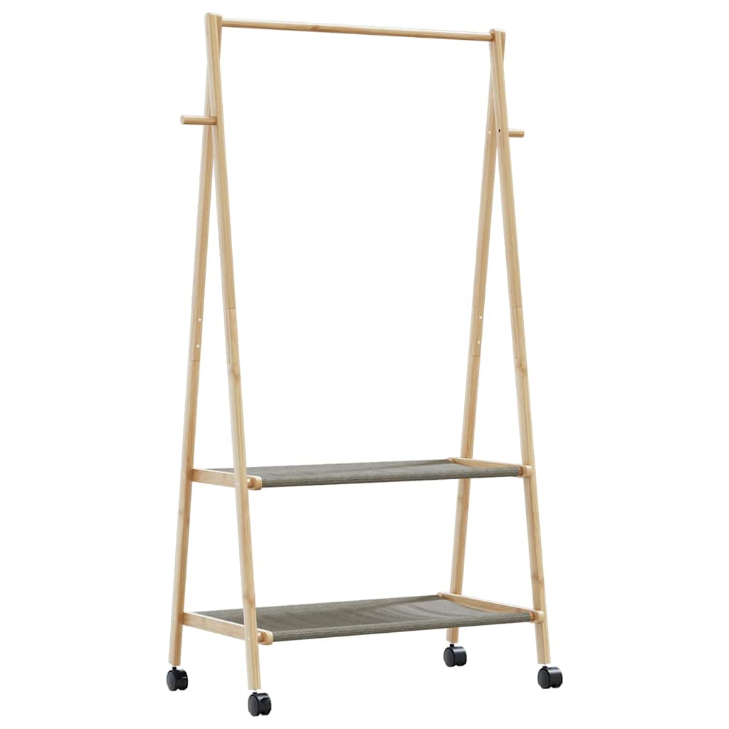 VidaXL Kledingrek met schappen en wielen 96x45,5x155,5 cm bamboe