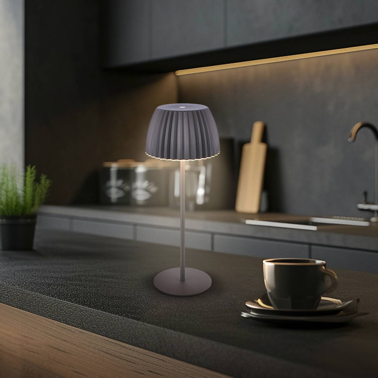 Briloner Leuchten Led-tafellamp Akku LED Tischleuchte, anthrazit