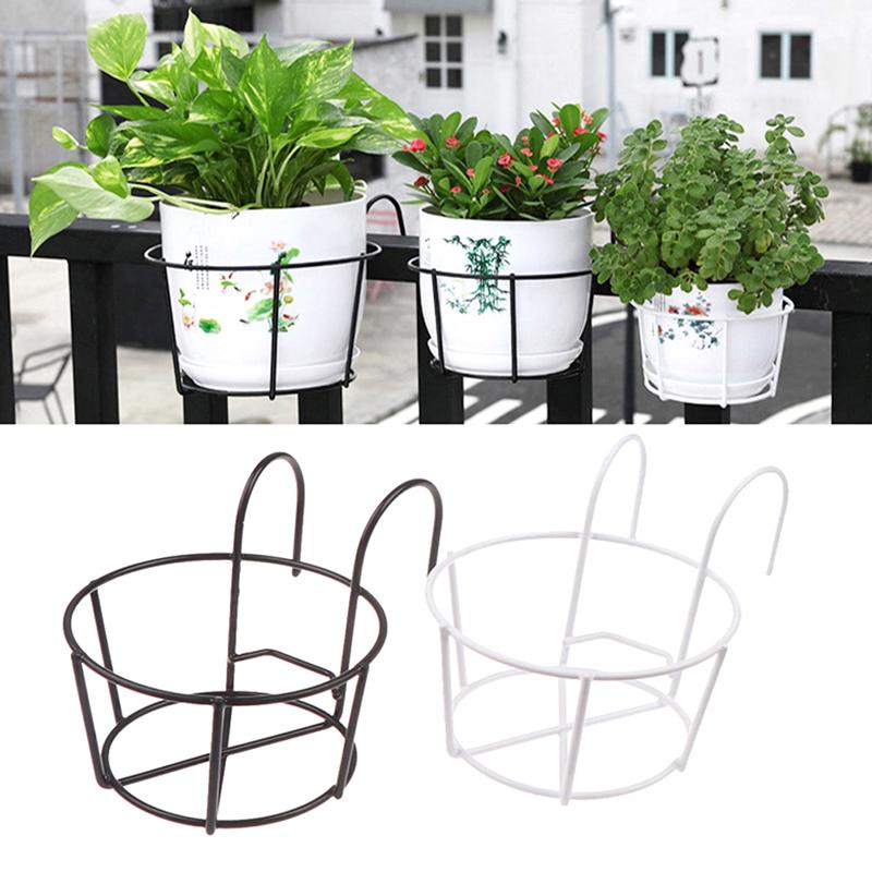 Bea Beatrice Tuin Hangende Planten Ijzeren Rekken Balkon Ronde Bloempot Rek Leuning Hek zwart