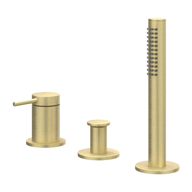 Ivy Bond Badrandcombinatie - 3-weg - mengkraan - uittrekbare handdouche - zonder uitloop - Geborsteld mat goud PVD 6301134