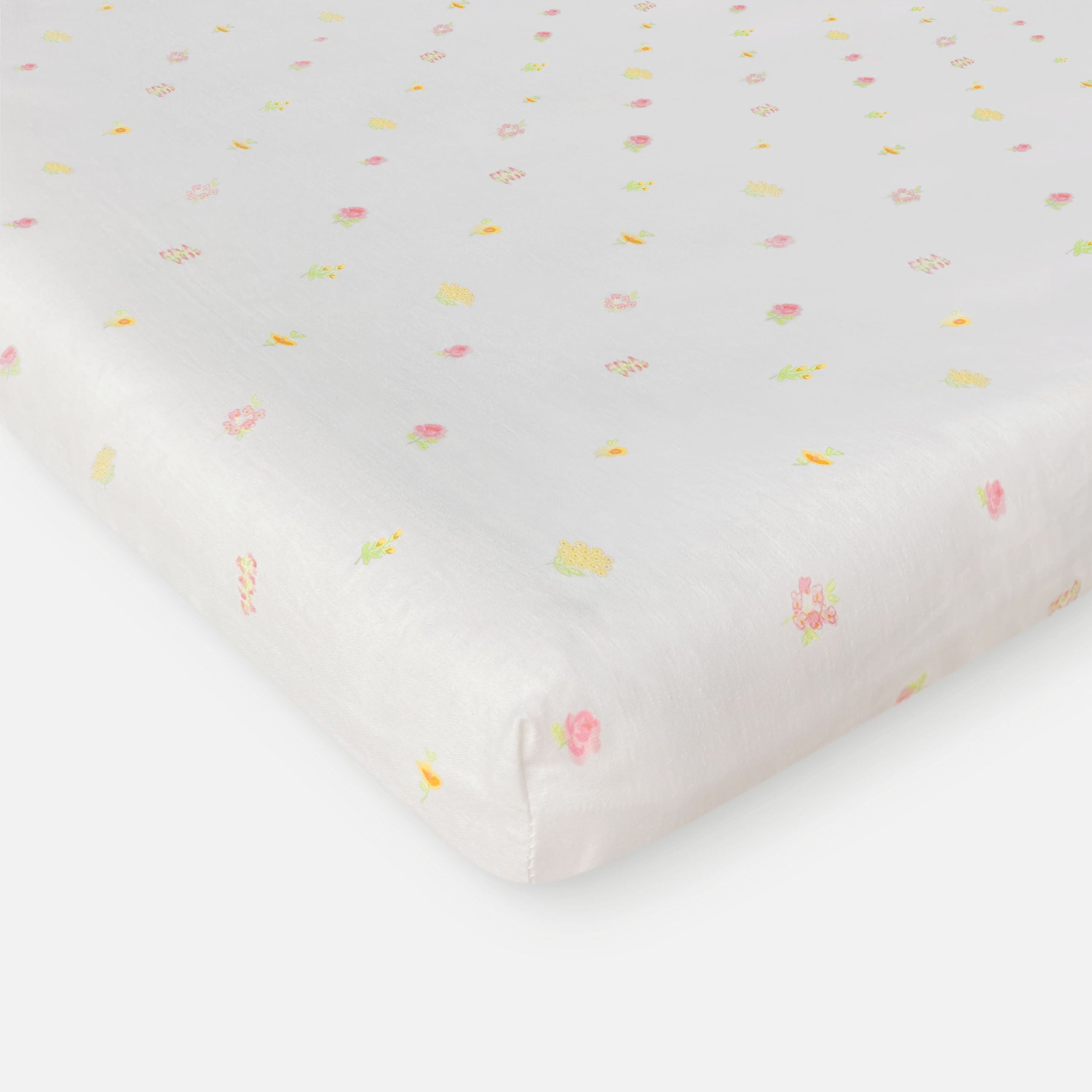 Walra Ledikanthoeslaken Flower Friends Roze - 60x120 cm - Ledikant - 100% Katoen