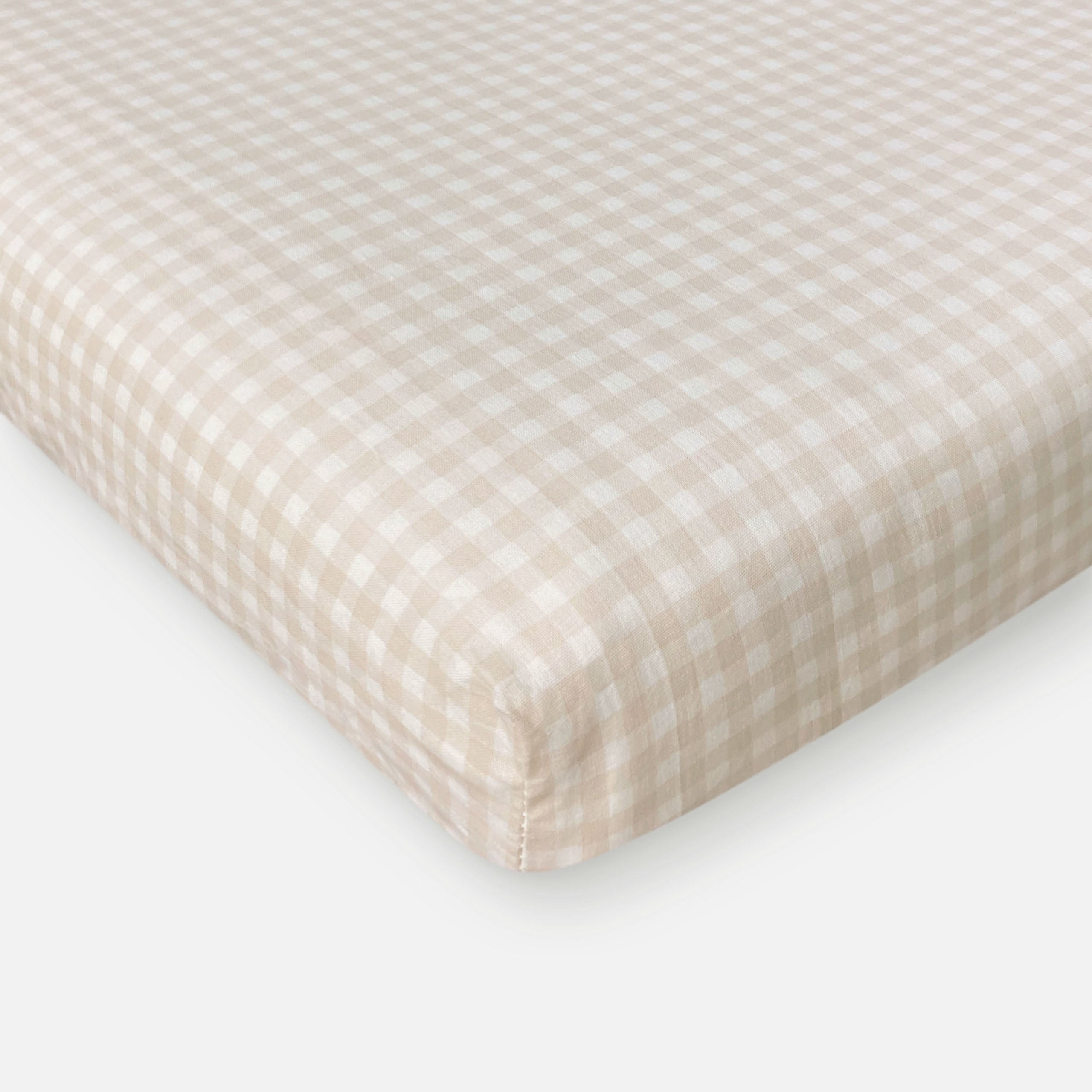 Walra Ledikanthoeslaken  Mini Checkmates Beige - 60x120 cm - Ledikant - Ledikant hoeslaken
